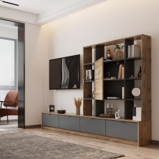Стенка в гостиную Doros Капри 240х33х153 см Дуб тахо/Графит (DRS-011308)