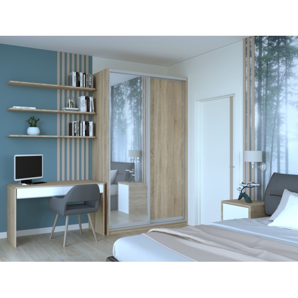 Шкаф-купе двухдверный Doros Сити 24 140х60х240 см Дуб сонома/1 Зеркало (DRS-011048)