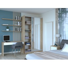 Шкаф-купе двухдверный Doros Сити 24 140х60х240 см Дуб сонома/1 Зеркало (DRS-011048)