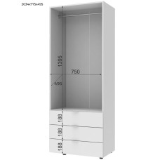 Шафа розпашна для одягу Doros Гелар 77,5х49,5х203,4 см Графіт (DRS-011107)