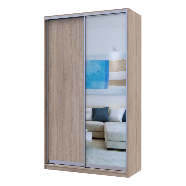 Шкаф-купе двухдверный Doros Сити 24 140х60х240 см Дуб сонома/1 Зеркало (DRS-011048)