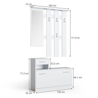 Передпокій з дзеркалом Doros Alice 100х25х182,9 см Білий (DRS-011330)