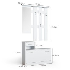 Передпокій з дзеркалом Doros Alice 100х25х182,9 см Білий (DRS-011330)