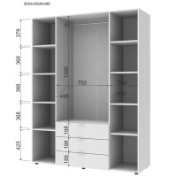 Шафа розпашна для одягу Doros Гелар 155х49,5х203,4 см Білий (DRS-011100)