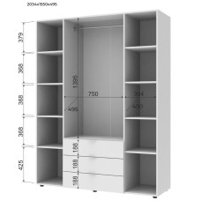 Шафа розпашна для одягу Doros Гелар 155х49,5х203,4 см Білий (DRS-011100)
