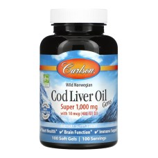 Cod Liver Oil Super 1000mg - 100 softgels Carlson Laboratories