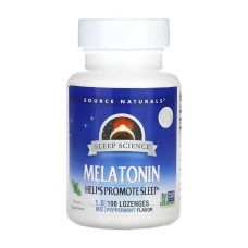 Sleep Science® Melatonin 1mg Peppermint - 100 lozenges (Затертая дата) Source Naturals