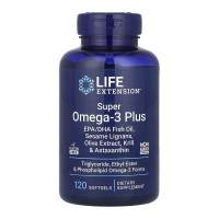 Super Omega-3 Plus EPA/DHA Fish Oil, Sesame Lignans, Olive Extract, Krill & Astaxanthin - 120 softgels