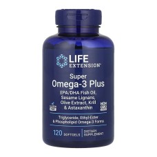 Super Omega-3 Plus EPA/DHA Fish Oil, Sesame Lignans, Olive Extract, Krill & Astaxanthin - 120 softgels