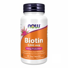 BIOTIN 5000mcg - 60 vcaps Now Foods