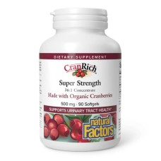 CranRich®️ Super Strength Organic Cranberry Concentrate 500mg - 90 softgels Natural Factors