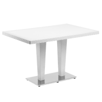 Стіл Tilia Antares 80x120 см стільниця зі скла, база нержавіюча сталь біла слонова кістка