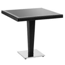 Стіл Tilia Antares 80x80 см стільниця зі скла, база нержавіюча сталь чорний