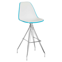 Стул барный Tilia Eos-X ножки металлические хромированные бирюзовый - белая слоновая кость