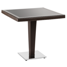 Стіл Tilia Antares 80x80 см стільниця зі скла, база нержавіюча сталь венге