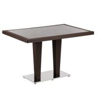 Стіл Tilia Antares 80x120 см стільниця зі скла, база нержавіюча сталь венге