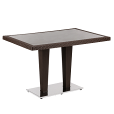 Стіл Tilia Antares 80x120 см стільниця зі скла, база нержавіюча сталь венге