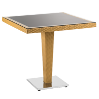 Стол Tilia Antares 80x80 см столешница из стекла, база нержавеющая сталь цвет дерево