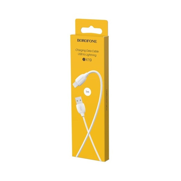 Кабель BOROFONE BX19 USB to iP 2.4A, 1m, PVC, TPE connectors, White (BX19LW)
