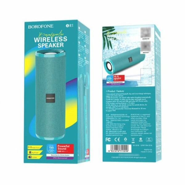 Портативна колонка BOROFONE BR1 Beyond sportive wireless speaker Peacock Blue (BR1PU)
