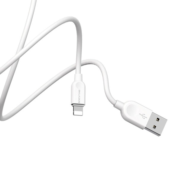 Кабель BOROFONE BX14 USB to iP 2.4A, 1m, PVC, TPE connectors, White (BX14L1W)