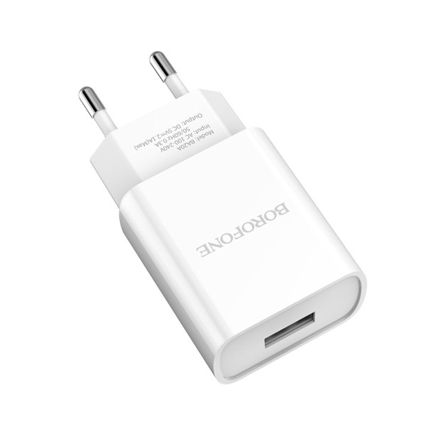 Мережевий зарядний пристрій BOROFONE BA20A Sharp single port charger 10.5W White (BA20AW)