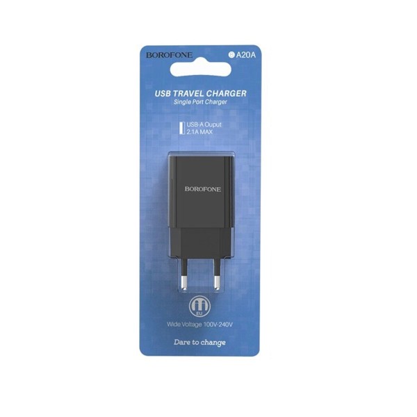 Мережевий зарядний пристрій BOROFONE BA20A Sharp single port charger 10.5W Black (BA20AB)