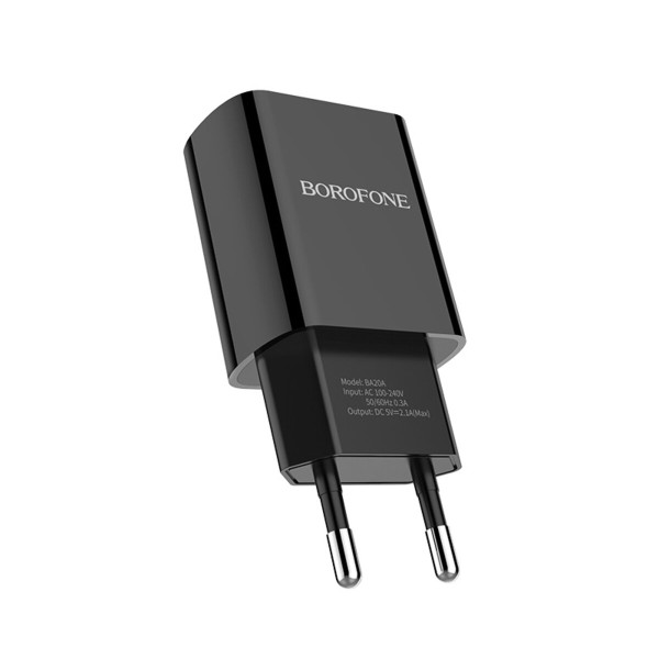 Мережевий зарядний пристрій BOROFONE BA20A Sharp single port charger 10.5W Black (BA20AB)