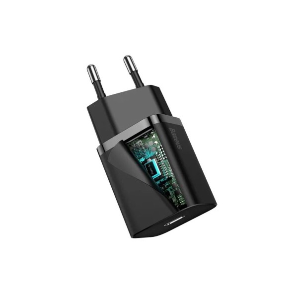 Мережевий зарядний пристрій Baseus Super Si 1C 20W With Simple Wisdom Data Cable Type-C/iP 1m Black (TZCCSUP-B01)