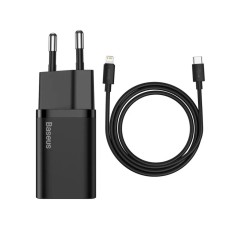 Мережевий зарядний пристрій Baseus Super Si 1C 20W With Simple Wisdom Data Cable Type-C/iP 1m Black (TZCCSUP-B01)
