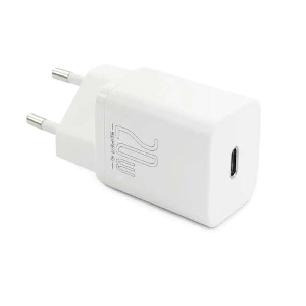 Мережевий зарядний пристрій Baseus Super Si 1C 20W With Simple Wisdom Data Cable Type-C/iP 1m White (TZCCSUP-B02)