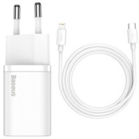 Мережевий зарядний пристрій Baseus Super Si 1C 20W With Simple Wisdom Data Cable Type-C/iP 1m White (TZCCSUP-B02)