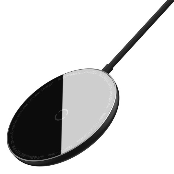 Бездротовий зарядний пристрій Baseus Simple Mini Magnetic Wireless Charger For IPwith Type-C Cable Black (WXJK-F01)