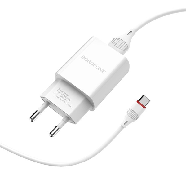 Мережевий зарядний пристрій BOROFONE BA20A Sharp single port charger set(Type-C) 10.5W White (BA20ACW)