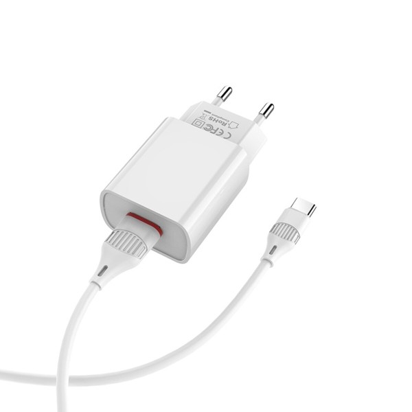 Мережевий зарядний пристрій BOROFONE BA20A Sharp single port charger set(Type-C) 10.5W White (BA20ACW)