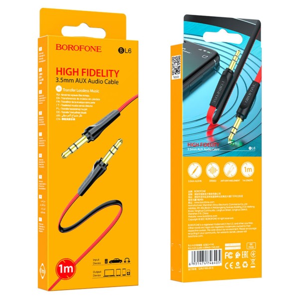 Аудіокабель BOROFONE BL6 AUX audio cable 1m Red (BL6-1R)