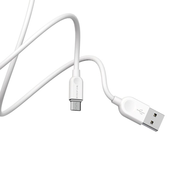 Кабель BOROFONE BX14 USB to Micro 2.4A, 3m, PVC, TPE connectors, White (BX14M3W)