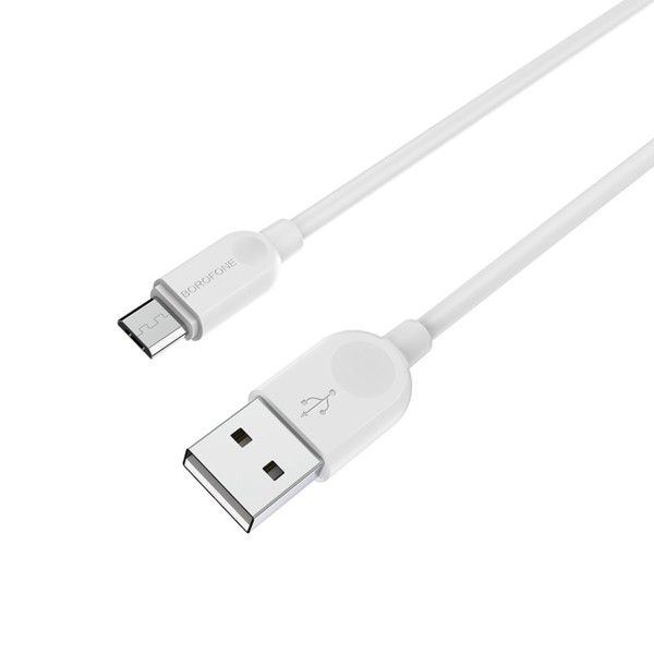 Кабель BOROFONE BX14 USB to Micro 2.4A, 3m, PVC, TPE connectors, White (BX14M3W)