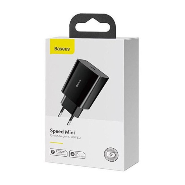 Мережевий зарядний пристрій Baseus Speed Mini Quick Charger 1C 20W EU Black (CCFS-SN01)