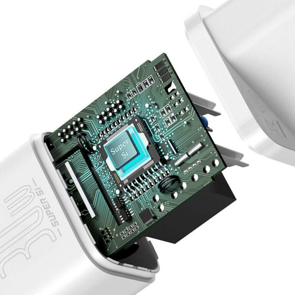 Мережевий зарядний пристрій Baseus Super Si quick charger IC 30W EU White (CCSUP-J02)
