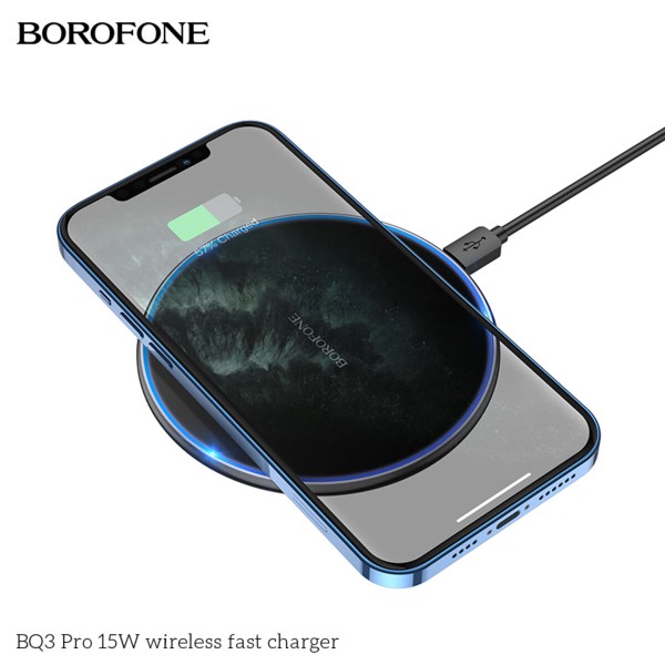 Бездротовий зарядний пристрій BOROFONE BQ3 Pro 15W wireless fast charger Black (BQ3B)