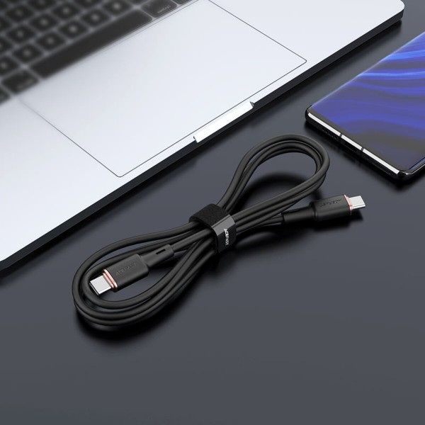 Кабель ACEFAST C2-03 Type-C to Type-C 3A, 60W, 1.2m, silicone, zinc connectors, Black (AFC2-03B)
