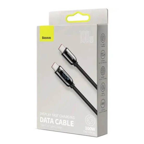 Кабель Baseus Display Fast Charging Data Cable Type-C to Type-C 100W 2m Black (CATSK-C01)