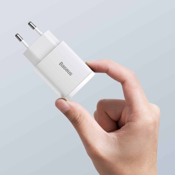 Мережевий зарядний пристрій Baseus Compact Quick Charger U+C 20W EU White (CCXJ-B02)