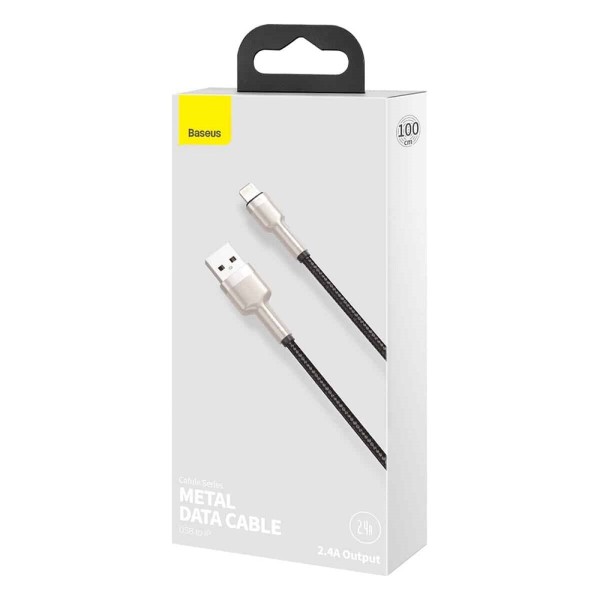 Кабель Baseus Cafule Series Metal Data Cable USB to IP 2.4A 2m Black (CALJK-B01)