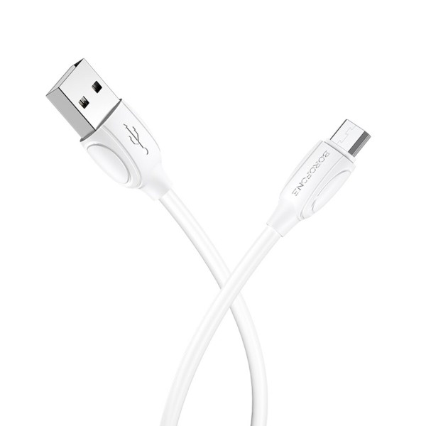 Кабель BOROFONE BX19 USB to Micro 2.4A, 1m, PVC, TPE connectors, White (BX19MW)