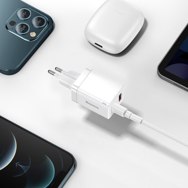 Мережевий зарядний пристрій Baseus Super Si Pro Quick Charger C+U 30W EU White (CCSUPP-E02)