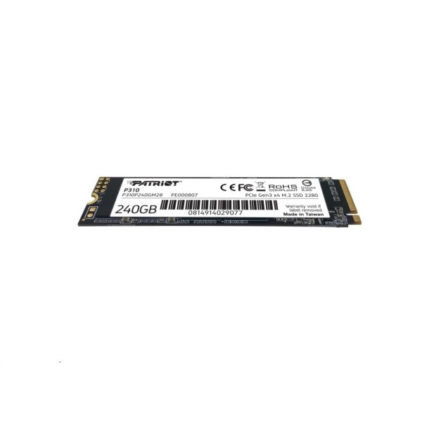 Накопичувач SSD M.2 Patriot P310 240GB NVMe 2280 PCIe 3.0 3D TLC (P310P240GM28)