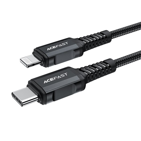 Кабель ACEFAST C4-01 Type-C to iP 3A, 30W, 1.8m, nylon, zinc connectors, Black (AFC4-01B)