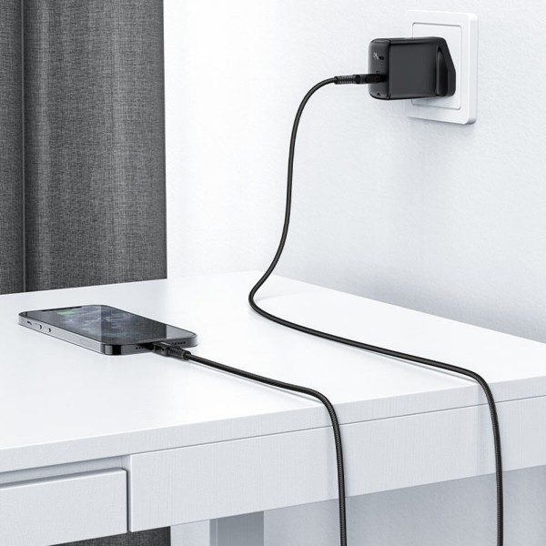 Кабель ACEFAST C4-01 Type-C to iP 3A, 30W, 1.8m, nylon, zinc connectors, Black (AFC4-01B)